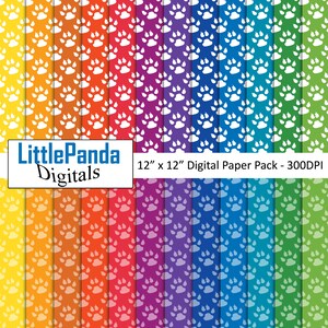 Perro impresión de papel digital paquete de papel de los colores primarios papel papel animal imprimir patrón de pata de fondo imprimible uso comercial D604
