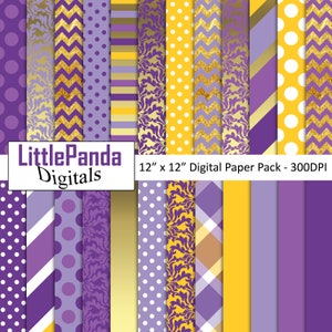 Prinzessin digitales Papier, digitales Papier, Geburtstag, Einladung, lila Scrapbook Papiere, kommerzielle Nutzung, Goldfolie, Damast D543