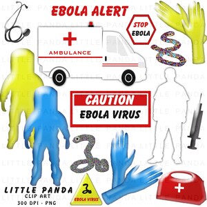 Caution Ebola Virus Digital Clip Art - Personal and Commercial Use - Instant Download - D385