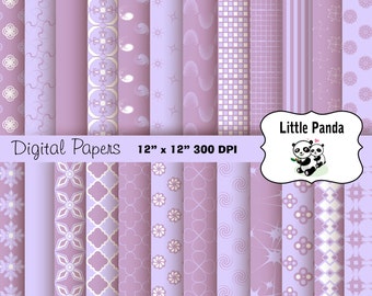 Pale Lavender and Lilac Digital Paper - Digital Scrapbooking  - Instant Download - D234