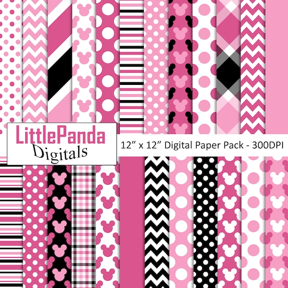 Gabz Background Party Theme Chevron Damask Digital Papers Minnie Mouse Vintage Patterns Decorative