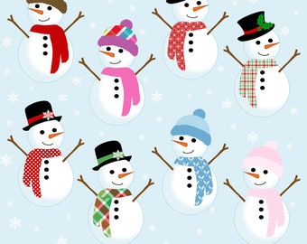 Snowman clipart, winter fun, christmas scrapbook, cute snowman clip art, digital snowman, printable, commercial use - D489