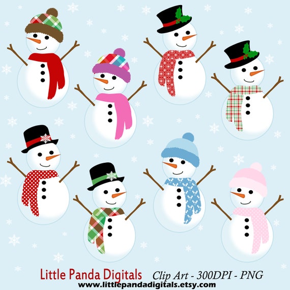 Snowman Clipart, Winter Fun, Christmas Scrapbook, Cute Snowman Clip Art,  Digital Snowman, Printable, Commercial Use D489 