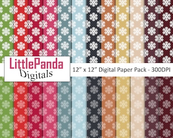 Christmas digital paper snowflake pattern holiday background winter scrapbook paper crafts commercial use D642