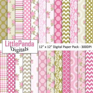 Schäbige schicke digitale Papier, Floral digitales Papier, Sommer Scrapbook Papier, Planer, Einladungen, Hochzeit, Blumenmuster, Damast D761