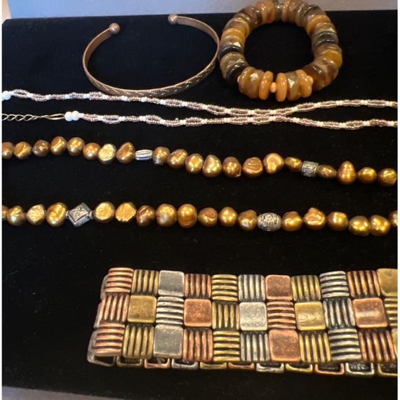 Mixed copper tones boho Jewelry Collection  Beaded Necklaces Bracelets & Locket View 4