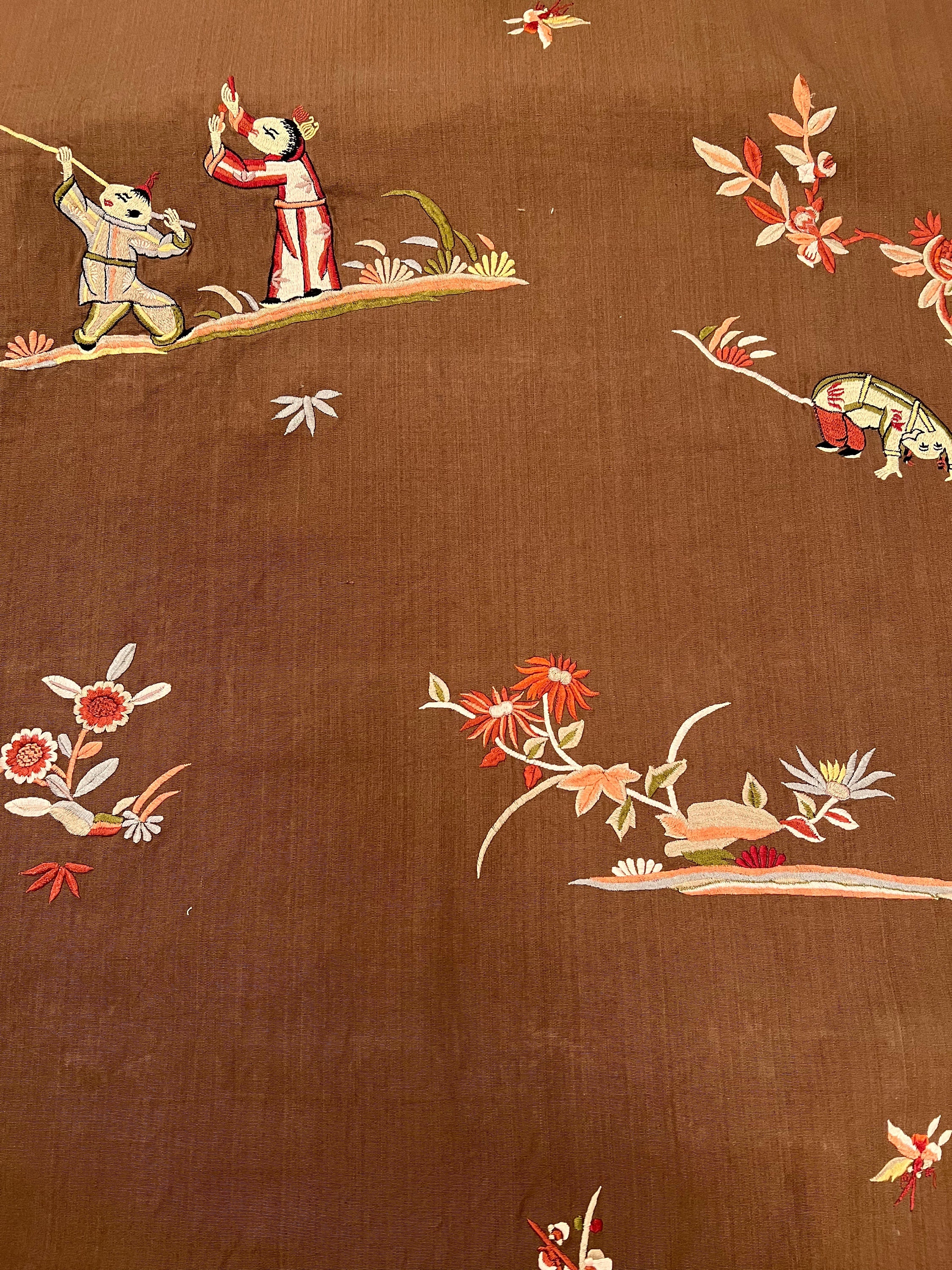 Robert Allen Fabric Oriental Games Tobacco Quality Upholstery Hard to Find  1 yard
