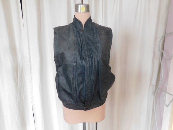Vintage 80's Blue Leather Pants & Vest  Neiman Marcus
