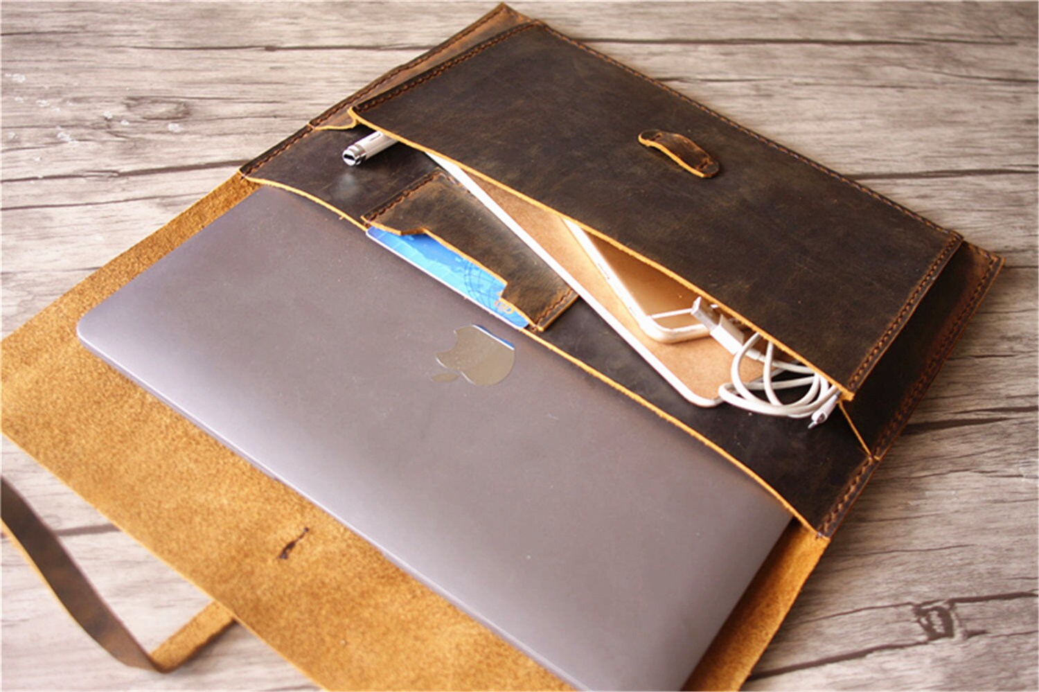 Personalized Macbook Air Case Pro 15 Sleeve Purple Leather Etsy