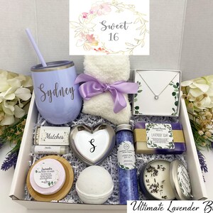 Sweet 16 Happy Birthday Gift Box For Her, Best Friend Gift, Personalized Birthday Box Spa Gift Set, Birthday Gift Box For Daughter  032