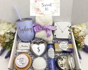 Sweet 16 Happy Birthday Gift Box For Her, Best Friend Gift, Personalized Birthday Box Spa Gift Set, Birthday Gift Box For Daughter  032