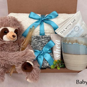 New Mom Gift Box – Postpartum Care Package, Self Care Spa Gift for Mom, Comfort Gift Baby Sloth