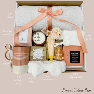 Hug In A Box, Encouragement Gift, Mom Gift Set, Hygee Gift Box, Thinking Of You Box, Cozy Care Package, Self Care Basket, Blanket Gift Box Sweet Citrus Box