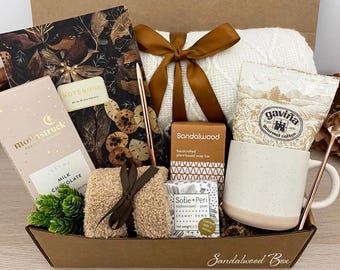 Birthday & Mother’s Day Gift Box for Mom | Spa Self Care Gift with Blanket | Relaxing Care Package