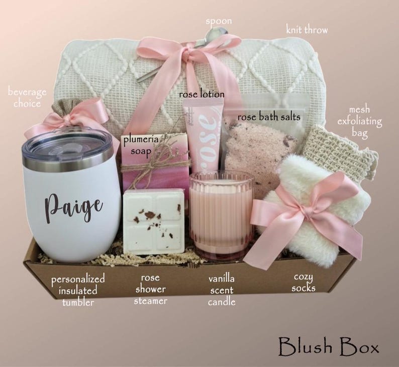 Personalized 21st Birthday Gift Box for Her – Custom Tumbler, Candle & Self Care Set Blush Box