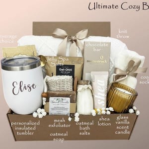Birthday Gift Box for her, Spa Gift Basket for Women, Personalized Self Care Gift, Best Friend Birthday Gift, Care Package for Women Ultimate Cozy Box