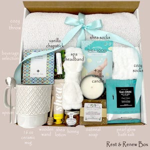 Hug In A Box, Encouragement Gift, Mom Gift Set, Hygee Gift Box, Thinking Of You Box, Cozy Care Package, Self Care Basket, Blanket Gift Box Rest & Renew Box