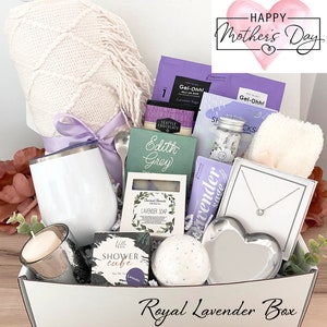 Gift for Mom for Mother's Day, Gift Box for Women, Gift for Her, Gift Basket for Mom, Care Package for First Time Mom, Best Friend, Sister Royal Lavender Box