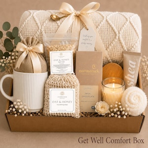 Get Well Soon Box for Her — Thinking of You Care Package, Comfort & Encouragement, Recovery Gift