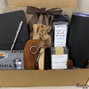 Luxe Birthday Gift Box for Men, Unique Coffee Gift for Him, Men&#39;s Care Package, Self Care Gift Basket For Boyfriend, Dad, Husband, Coworker