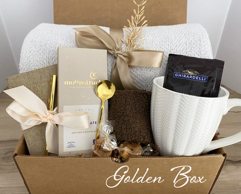 Gift for Mom for Mother's Day, Gift Box for Women, Gift for Her, Gift Basket for Mom, Care Package for First Time Mom, Best Friend, Sister Golden Box