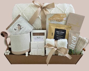 Hug In A Box, Encouragement Gift, Mom Gift Set, Hygee Gift Box, Thinking Of You Box, Cozy Care Package, Self Care Basket, Blanket Gift Box