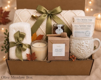 Pumpkin Fall Care Package For Women, Hug In A Box, Encouragement Blanket Gift Set, Hygge Gift Box, Thinking Of You, Cozy Self Care Gift