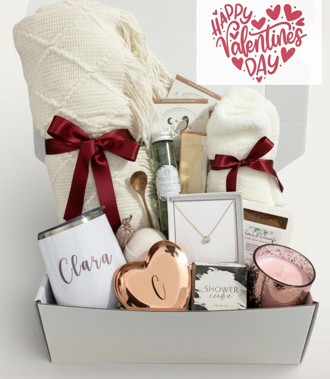 Luxury Valentine Spa Box for Her, Personalized Self Care Gift for