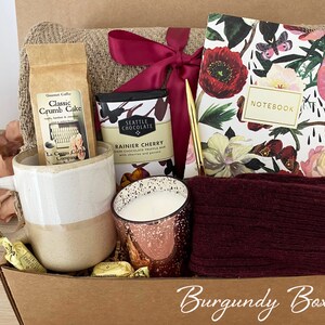 Gift for Mom for Mother's Day, Gift Box for Women, Gift for Her, Gift Basket for Mom, Care Package for First Time Mom, Best Friend, Sister Burgundy Box