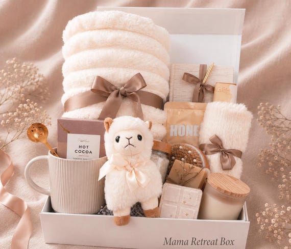 New Mom Gift Box – Postpartum Care Package, Self Care Spa Gift for Mom, Comfort Gift