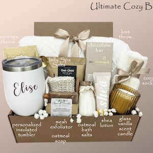 Personalized 21st Birthday Gift Box for Her – Custom Tumbler, Candle & Self Care Set Ultimate Cozy Box