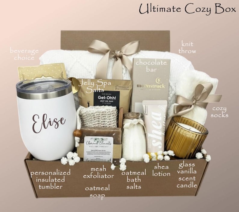 Personalized 21st Birthday Gift Box for Her – Custom Tumbler, Candle & Self Care Set Ultimate Cozy Box