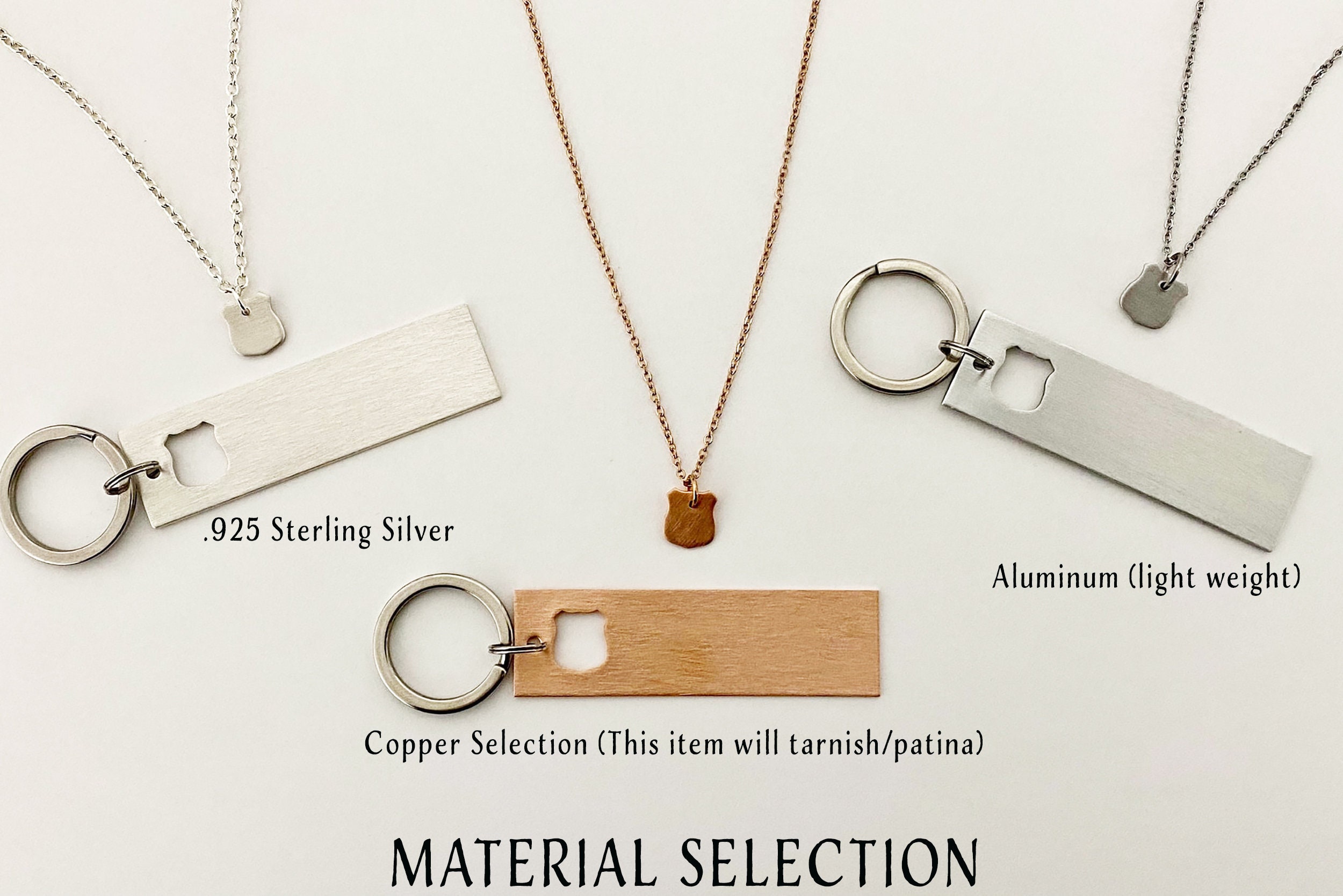 Personalized Keychain Keychain and Necklace Set Police Etsy