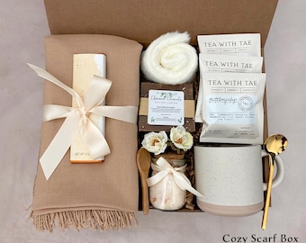 Caja de confort otoñal: acogedor set de regalo de spa con manta y vela