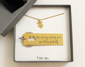 Valentines gift for boyfriend, Valentines Couple Gifts, Custom Keychain, Puzzle Piece Jewelry, Personalized Keychain, Boyfriend Gift  007