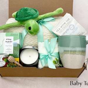New Mom Gift Box – Postpartum Care Package, Self Care Spa Gift for Mom, Comfort Gift Baby Turtle