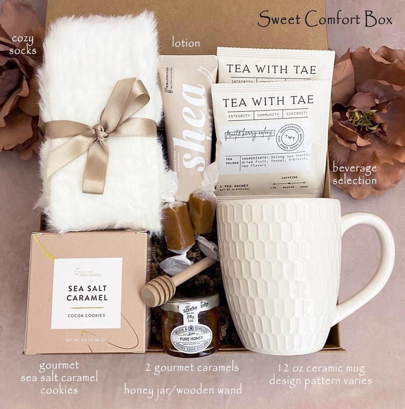 Hug In A Box, Encouragement Gift, Mom Gift Set, Hygee Gift Box, Thinking Of You Box, Cozy Care Package, Self Care Basket, Blanket Gift Box Sweet Comfort Box