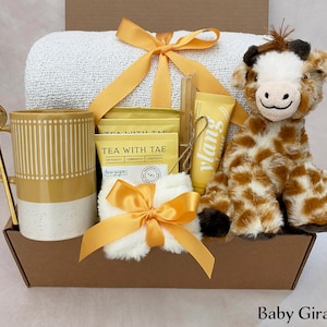 New Mom Gift Box – Postpartum Care Package, Self Care Spa Gift for Mom, Comfort Gift Baby Giraffe