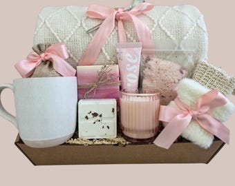 Caja de regalo "Pensando en ti" para ella, paquete de cuidado de primavera, regalo de consuelo y ánimo.