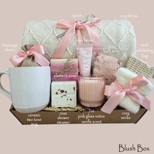 Hug In A Box, Encouragement Gift, Mom Gift Set, Hygee Gift Box, Thinking Of You Box, Cozy Care Package, Self Care Basket, Blanket Gift Box Blush Box
