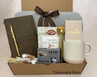 Gift Box for Him: Tumbler, Blanket, Journal & Gourmet Treats
