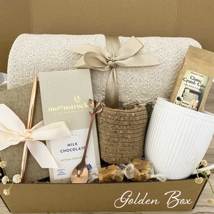 Sympathy Gift Box, Care Package For Her, Care Package, Sending Love and Hugs, Thinking of you Gift Box, Hygge Gift Box With Blanket Golden Box