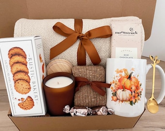Thankful for you Gift Box, Fall Gift Box for Women, Gift Basket for Mom, Hygge Gift Box, Warm and Cozy Gift Box, Fall Blanket Gift Basket