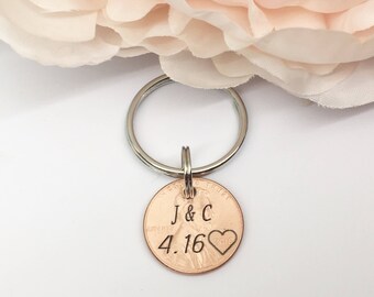 Lucky Penny Keychain, Custom Penny, Gift for him, Anniversary Gift, Personalized penny, 7 year anniversary, Father's Day gift