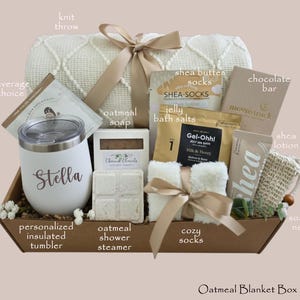 Personalized 21st Birthday Gift Box for Her – Custom Tumbler, Candle & Self Care Set Oatmeal Blanket Box