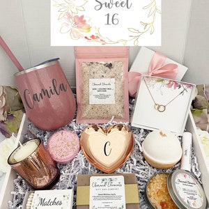 Sweet 16 Happy Birthday Gift Box For Her, Birthday Gift for Daughter, Personalized Birthday Box Spa Gift Set Daughter, Birthday Gift Box