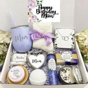 Happy Birthday Gift for Mom from daughter, Mom Birthday Gift Box, Birthday gift for Grandma, Mom Birthday Spa Gift, Birthday Purple 032