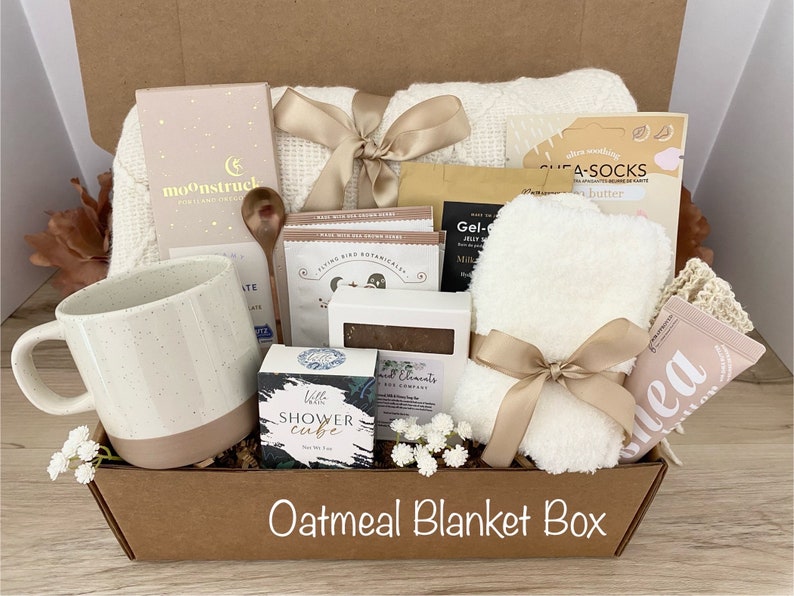 Sympathy Gift Box, Care Package For Her, Care Package, Sending Love and Hugs, Thinking of you Gift Box, Hygge Gift Box With Blanket Oatmeal Blanket Box