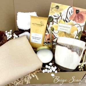 Sympathy Gift Box, Care Package For Her, Care Package, Sending Love and Hugs, Thinking of you Gift Box, Hygge Gift Box With Blanket Biege Scarf Box