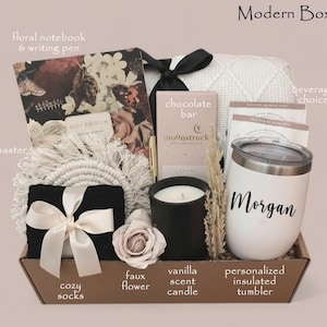 Birthday Gift Box for her, Spa Gift Basket for Women, Personalized Self Care Gift, Best Friend Birthday Gift, Care Package for Women Modern Box